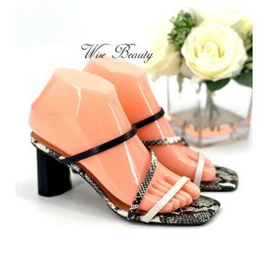 MARC FISHER ALIANA SANDAL Women’s Size 7 Shoe Black White Snake Print NEW